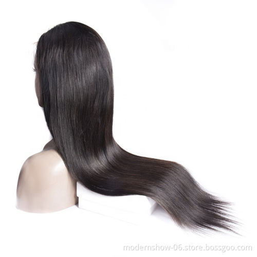 Modern Show cuticle aligned hair  straight natural color indian human hair lace front wigs